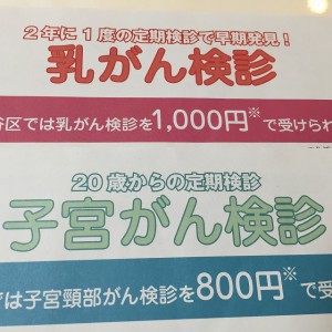 【乳がん検診・子宮がん検診】　受けてきました。